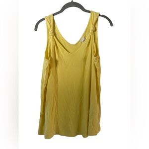 Caslon yellow knotted v neck T Sleeveless Tank Top V neck Modal‎ cotton Medium